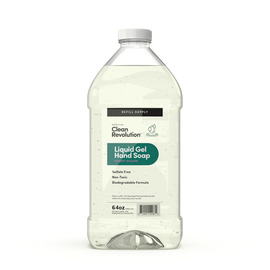 Clean Revolution Liquid Gel Hand Soap, Silky Rich Liquid, Quick Lather, Fast Rinsing, Contains Real Essential Oils (Forest Escape) 64 Fl Oz