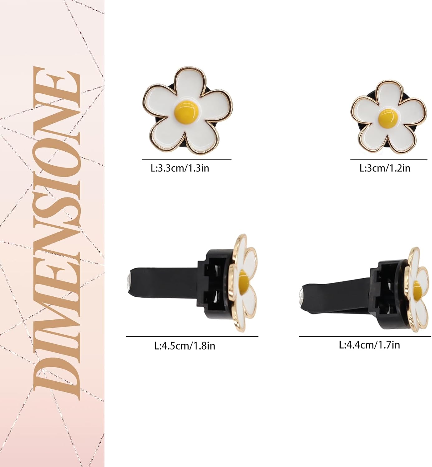 6pcs Flowers Car Decor,Cute Car Air Freshener Vent Clips,Blue White Purple Daisy Flowers Air Vent Clip Accessories for Women,3cm/2.7cm Refillable Daisy Decor Diffuser