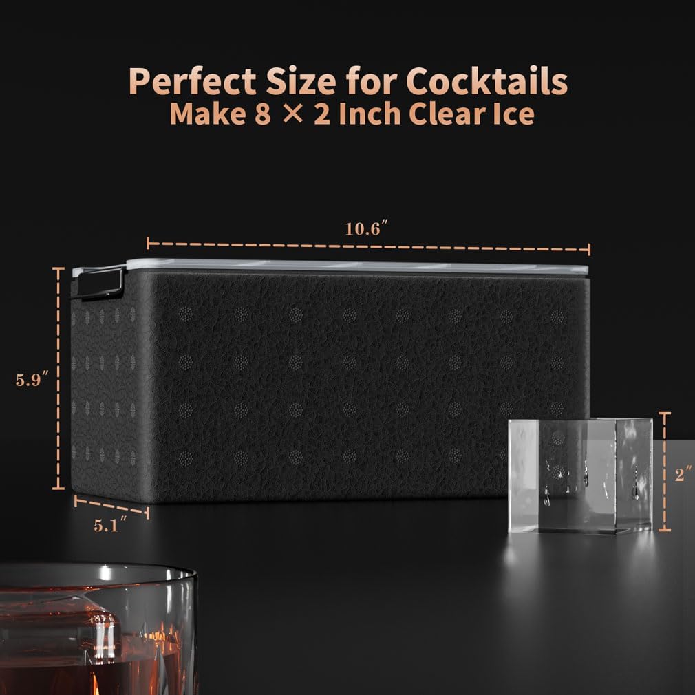 Clear Ice Cube Tray for Whiskey: FDDBI 2Inch Clear Ice Cube Maker - Silicone Large Ice Cube Tray - Square Ice Tray for Bourbon Old Fashioned Whisky
