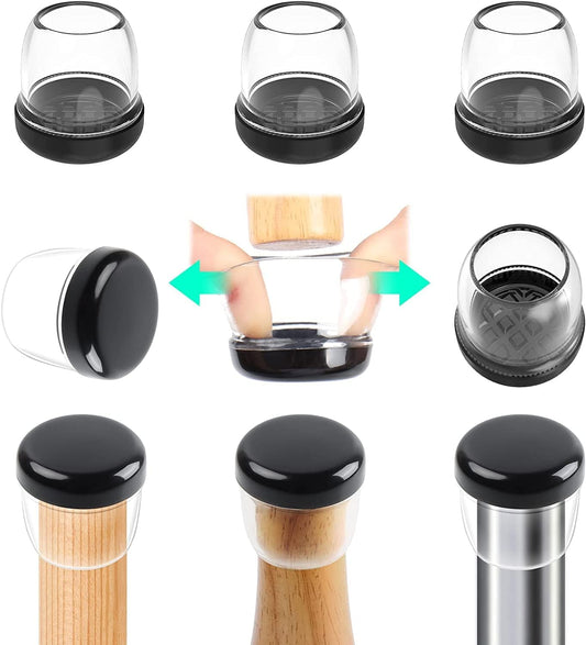 Ezprotekt 24 Pcs Clear Chair Leg Sliders for Carpet, Round Teflon Furniture Glides for Rug, Carpet Sliders Protectors Caps to Slide Smooth for Dining Table Chair, Bar Stool Legs (M Fit: 7/8" to 1")