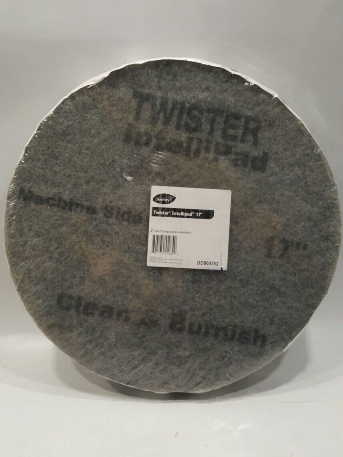 Diversey DD800352 TASKI Twister Intellipad Diamond Coated Floor Machine Cleaning Pad, Made in USA, Burnish to High Super Gloss Finish, Grey/Brown, 17-inch (Pack of 2)