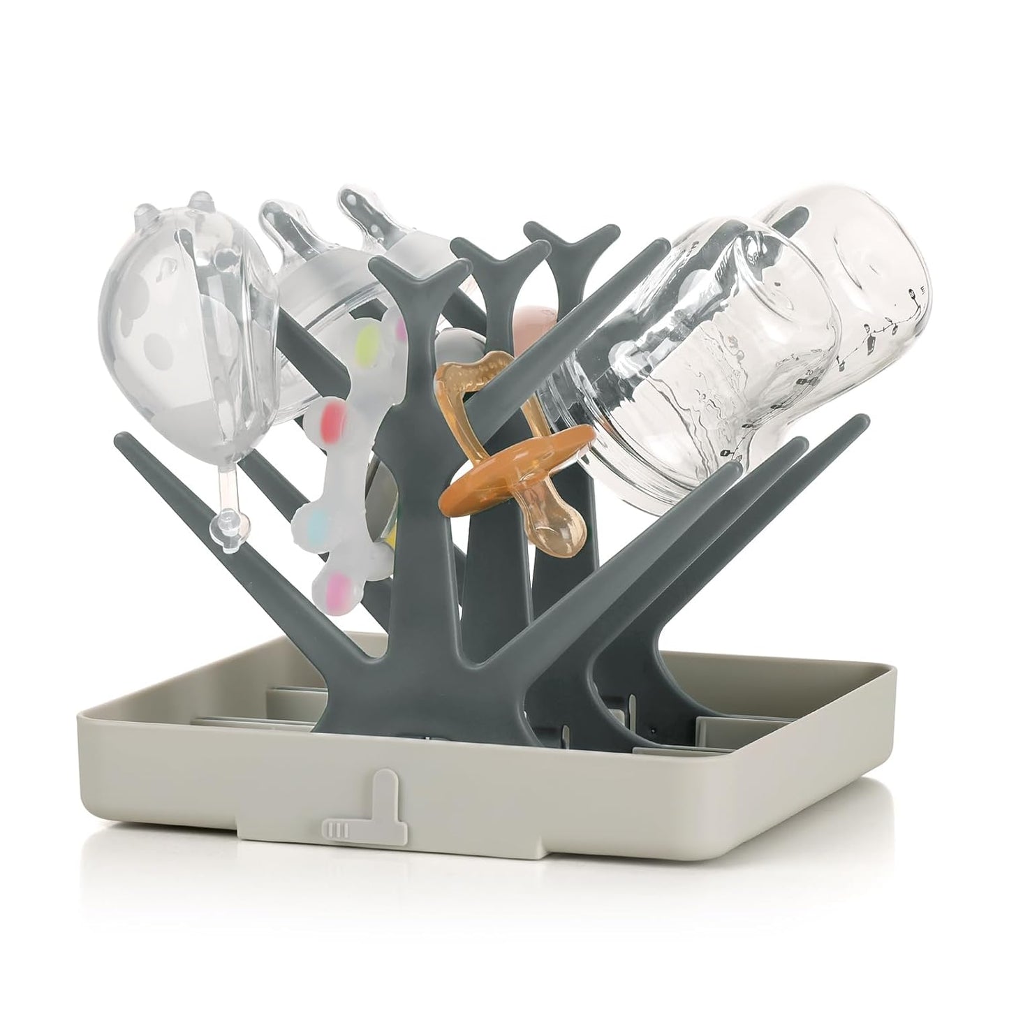 haakaa Baby Bottle Drying Rack, Space Saving Bottle Drying Tree for Bottles/Pump Parts/Pacifiers and Other Baby Essentials, Easy-Store Dryer Rack Great for Home & Travel, BPA Free (Slate Grey)