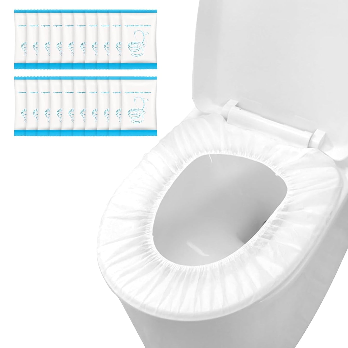 50 Pack Disposable Toilet Seat Cover Waterproof Non-Woven Fabric, Disposable Toilet Seat Covers for Travel, Disposable Seat Covers for Outing Hotel Hospital Public Toilet (Individual Package)