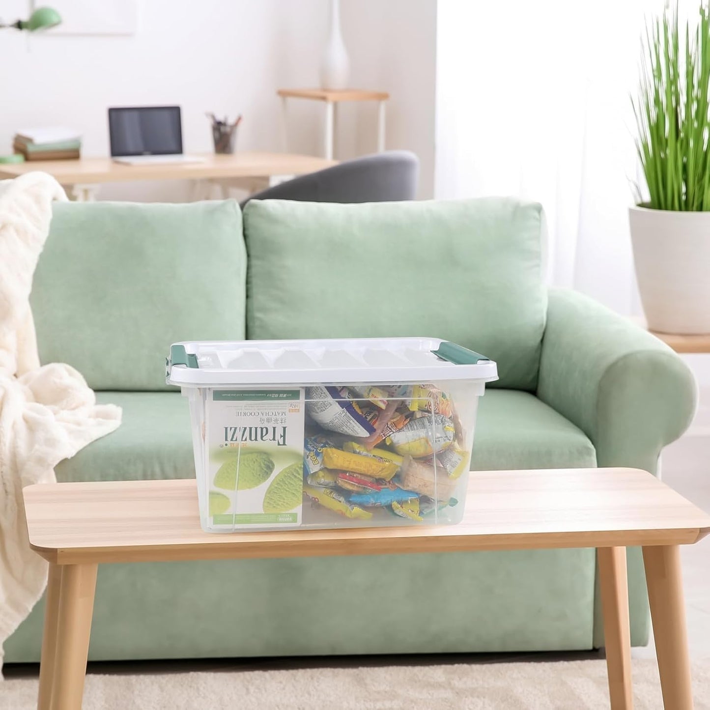 6-Pack 20 L Plastic Storage Box, Clear Latch Storage Box with Lids