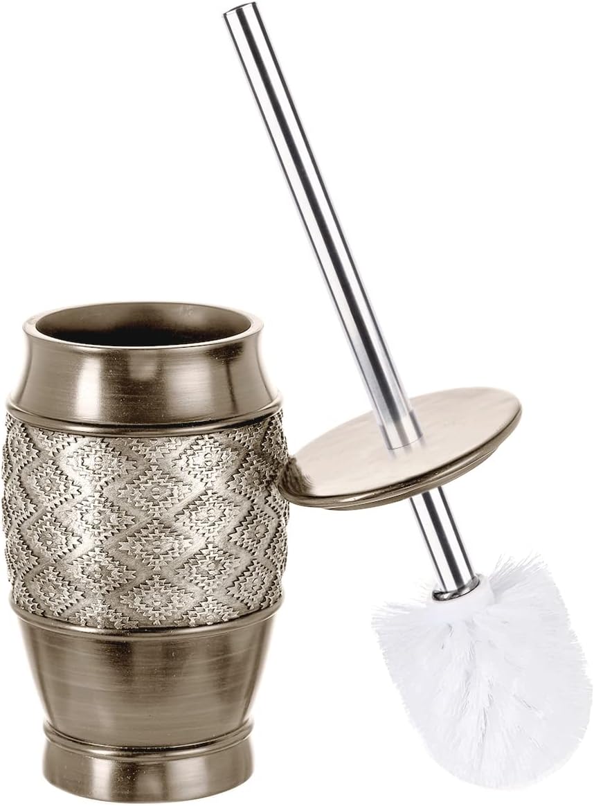 Creative Scents Dublin Silver Toilet Brush Set - Toilet Bowl Cleaner Brush and Holder - Decorative Bathroom Cleaner Brush - Space Saving Design Toilet Bowl Scrubber