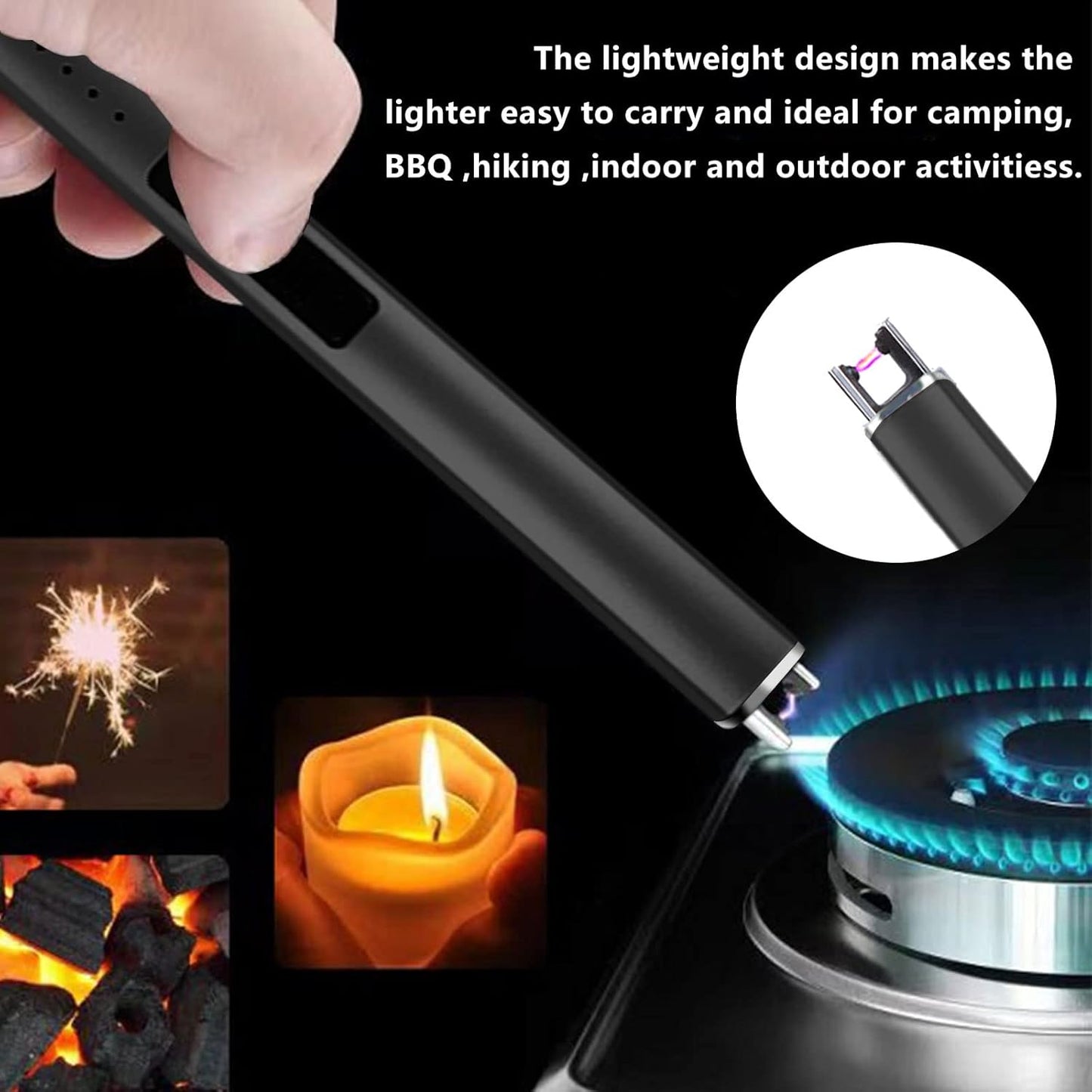5Pcs Stainless Steel Candle Wick Trimmer Set, Black Candle Wick Trimmer, Candle Wick Dipper, Candle Wick Snuffer and USB Rechargeable Candle Lighter for Candle Lovers(Black)