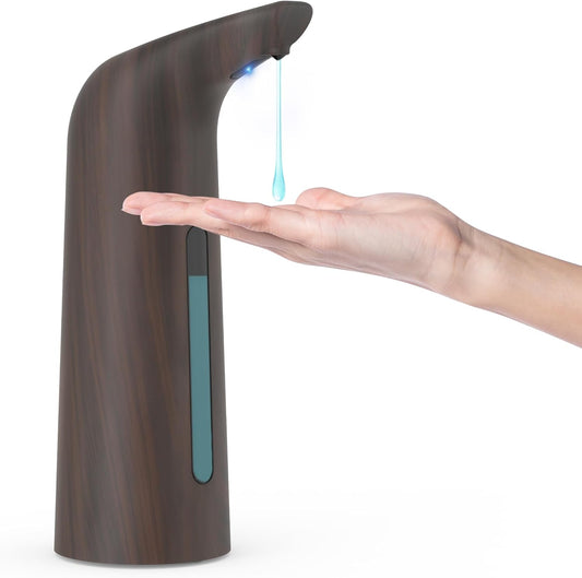 Automatic Soap Dispenser with Infrared Sensor - Adjustable 4-Level Touchless Hand Soap for Kitchen, Bathroom - Battery Operated Electric Dispenser, Durable Plastic, Smart Soap Holder