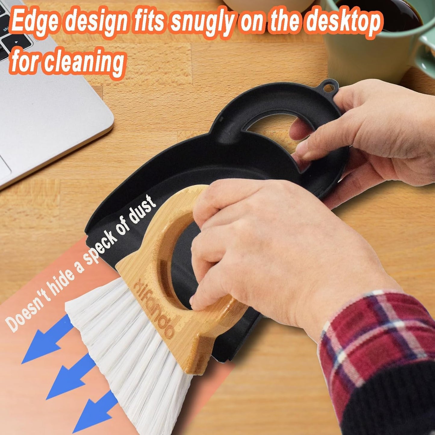 Mini Broom and Dustpan for Housekeeping-Bamboo Handle Small Broom and Dustpan Set Combination Mini Desktop Sweep, Keyboard Cleaning Brush with Shovel Brush,Round Bamboo Handle