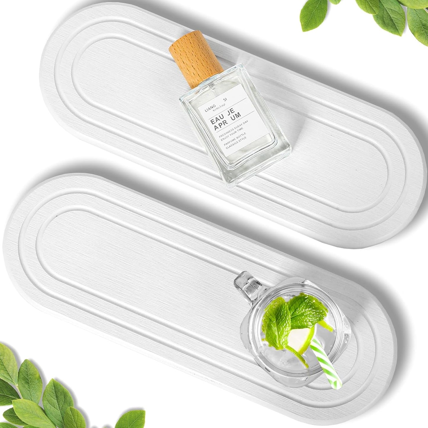 2PCS Water Absorbing Stone Tray, Fast Drying Diatomite Stone Sink Tray, Water Absorbent Diatomite Coasters, Stones Soap Trays for Kitchen Sink, Bathroom Counter Hand Soap Dish & Holders