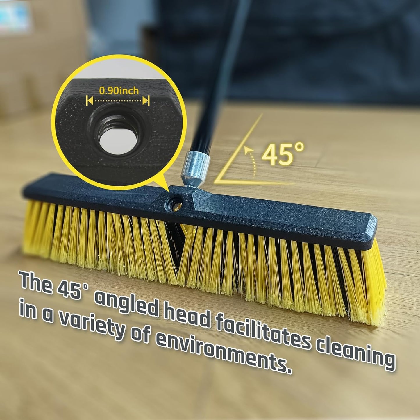 4PCS Push Broom Head Outdoor Large Stiff Bristle Broom Head - Excellent Cleaning Performance - Easy Installation Broom Head(18 inches)