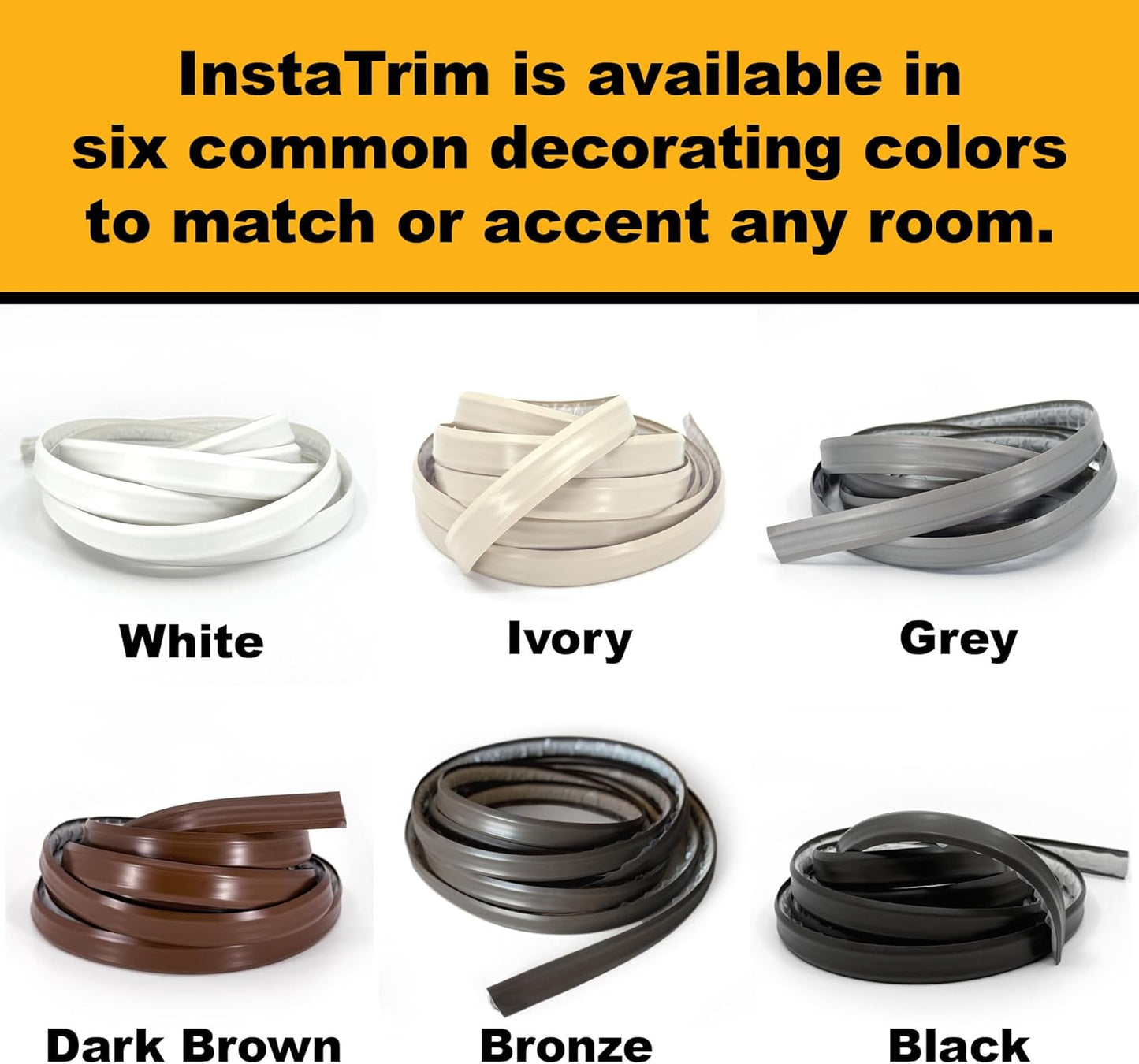InstaTrim The Original Flexible Trim -10ft Grey 3/4" Wide Caulk Tape - Adhesive Trim with Many Uses Including Caulking for Bathtubs, Sinks, Counters, Tile, Floors - Made in USA