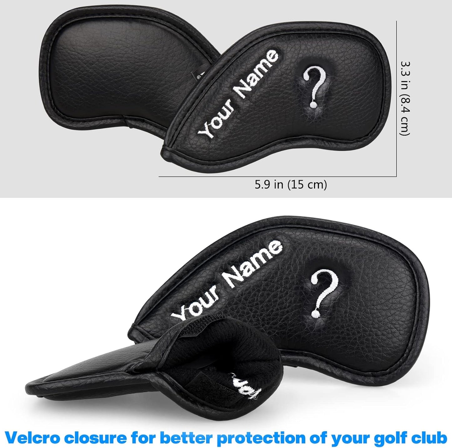 CRAFTSMAN GOLF 12pcs or 1pc Thick Synthetic Leather Golf Iron Head Covers Set Headcover Fit All Brands Callaway Ping Taylormade Cobra Etc. Also Custom Name