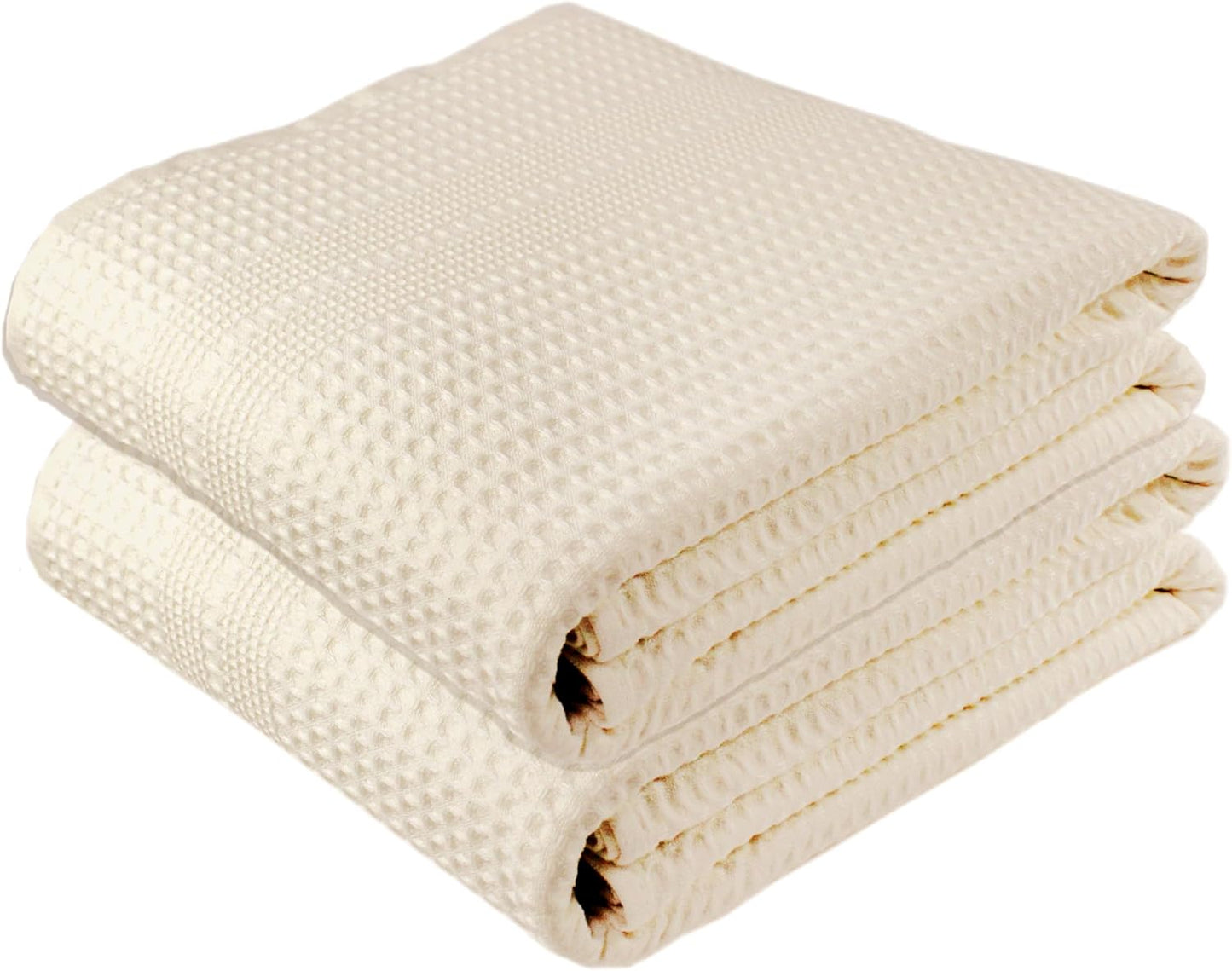 GILDEN TREE Waffle Bath Sheet Large Bath Towels Quick Dry Thin Body Towels, 40x80 Oversized Bath Towels for Adults, 2 Pack Bath Sheet Set, Classic Style (Cream)