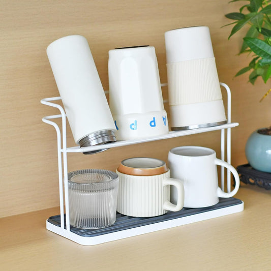 Bottle Drying Rack, Cup Drying Rack,Tumbler Drying Rack with Drain Tray (White)