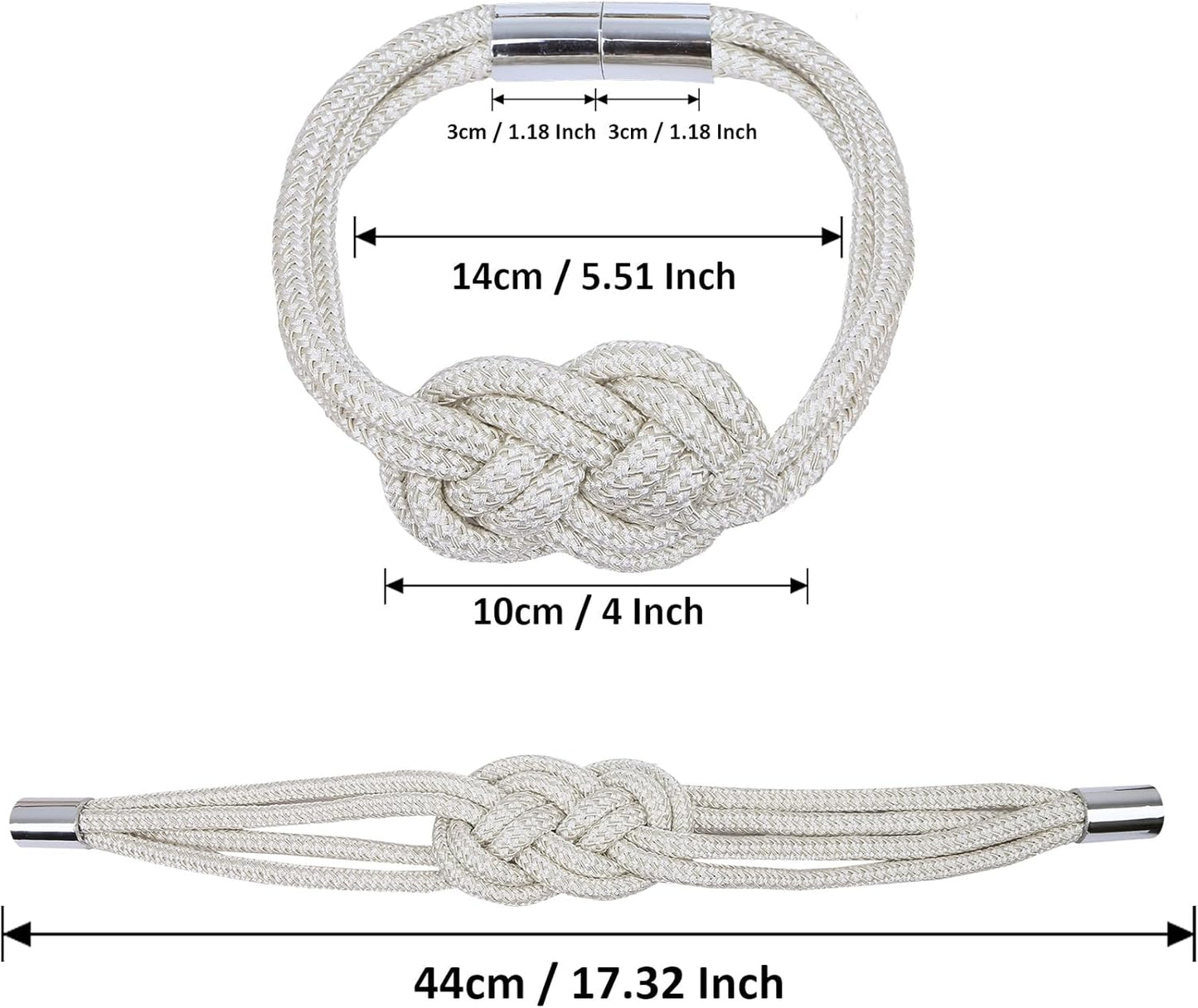 2 Pack Magnetic Curtain Tiebacks, Hand Weave Rope Knot Decorative Curtain Holdbacks for Home & Office Thin Window Drapery (Beige,2P)