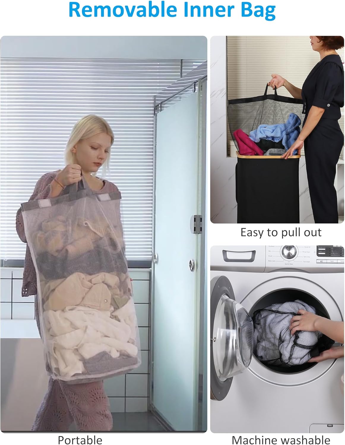 efluky Slim Laundry Basket with Wheels, Narrow Rolling Laundry Hamper with Lid and Removable Bag, Tall Aesthetic Dirty Clothes Hamper on Wheels for Laundry Room, Bedroom, Dorm and Bathroom, 75L Pink