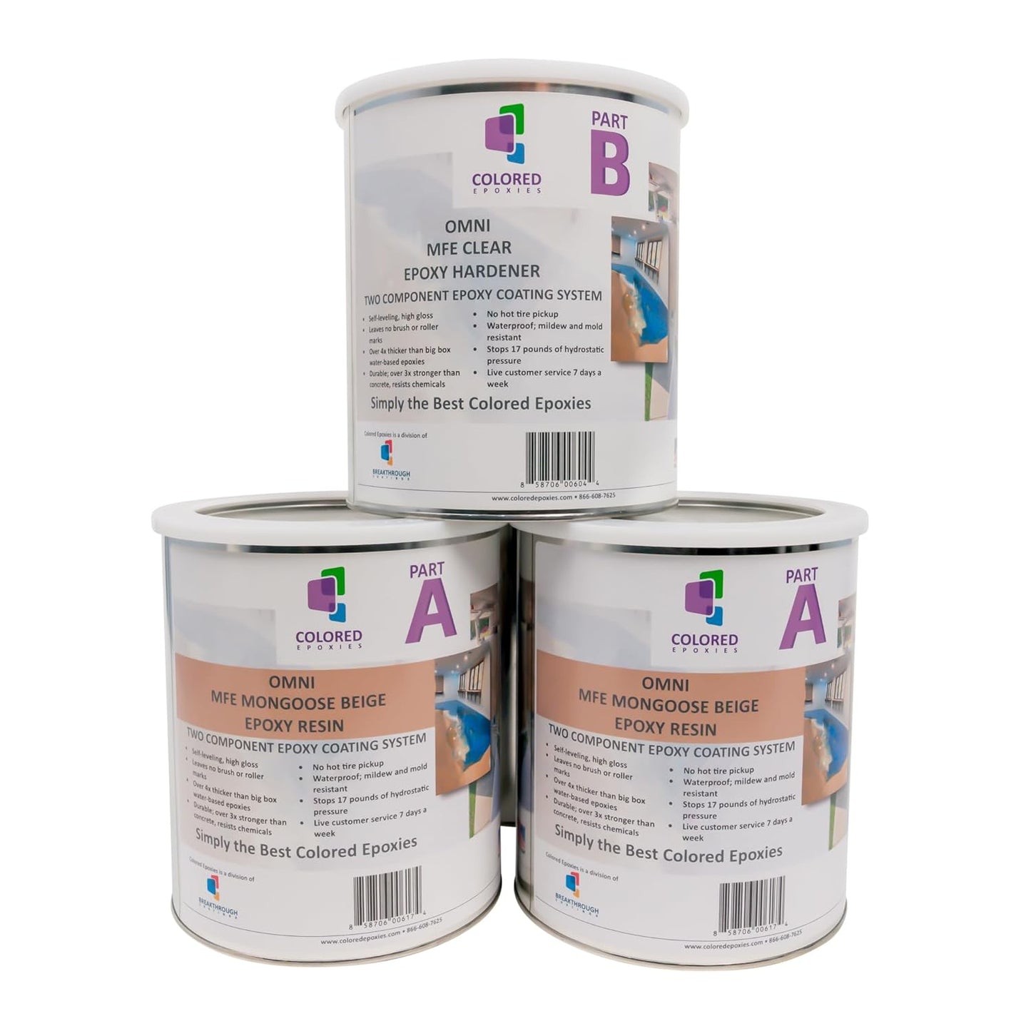 Colored Epoxies 10022 Light Beige Epoxy Resin Coating Made with Beautiful and Vibrant Pigments, 100% Solids, for Garage Floors, Basements, Concrete and Plywood. 3 Gallon Kit