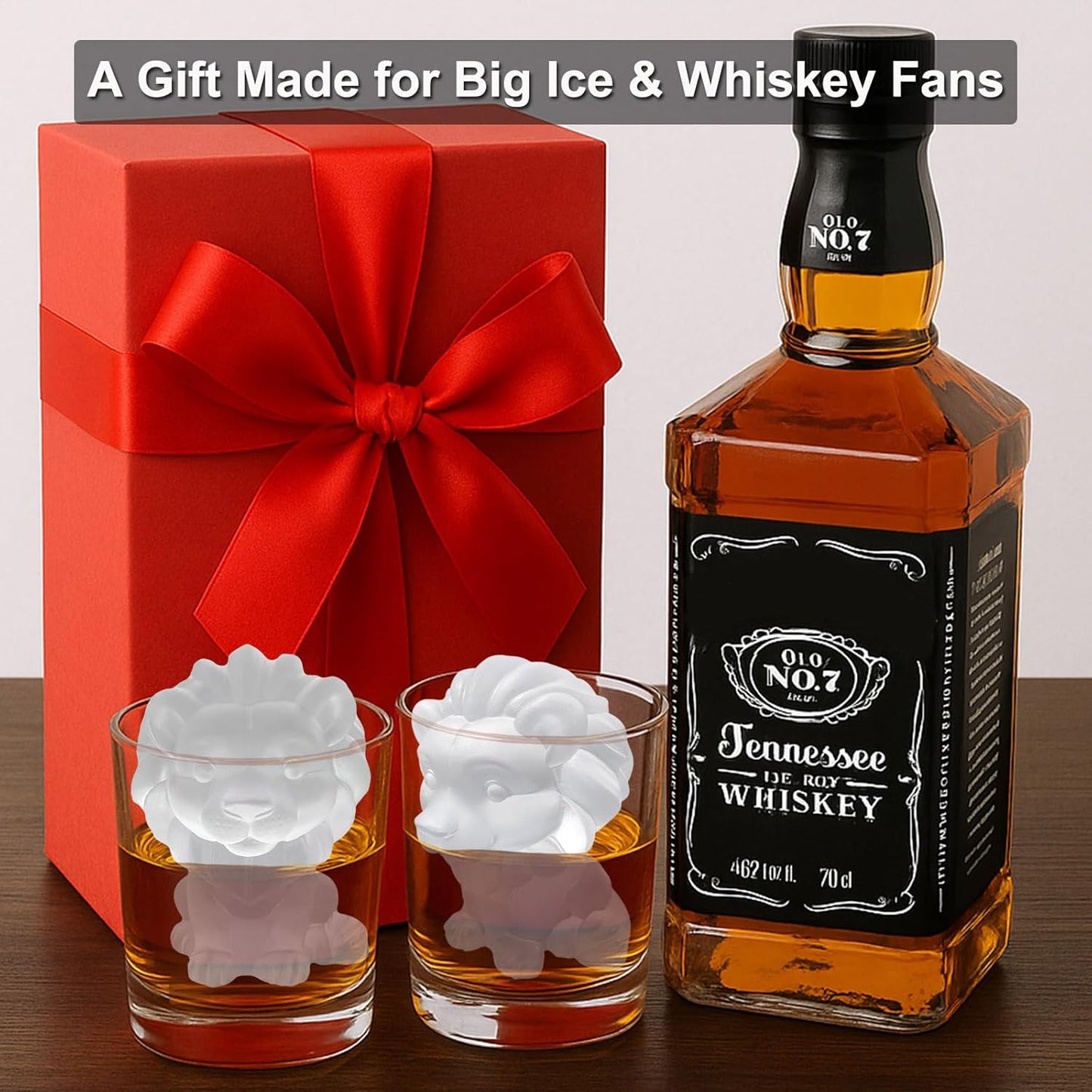 3D Lion Ice Cube Silicone Molds Tray for Whiskey, Cocktail, Drink Decor, Bar; Rich Details. Cute Lions Gifts for Women Kids Girls Boys, Fun Animal Shape Soap Epoxy Resign Mold; 2 Pack