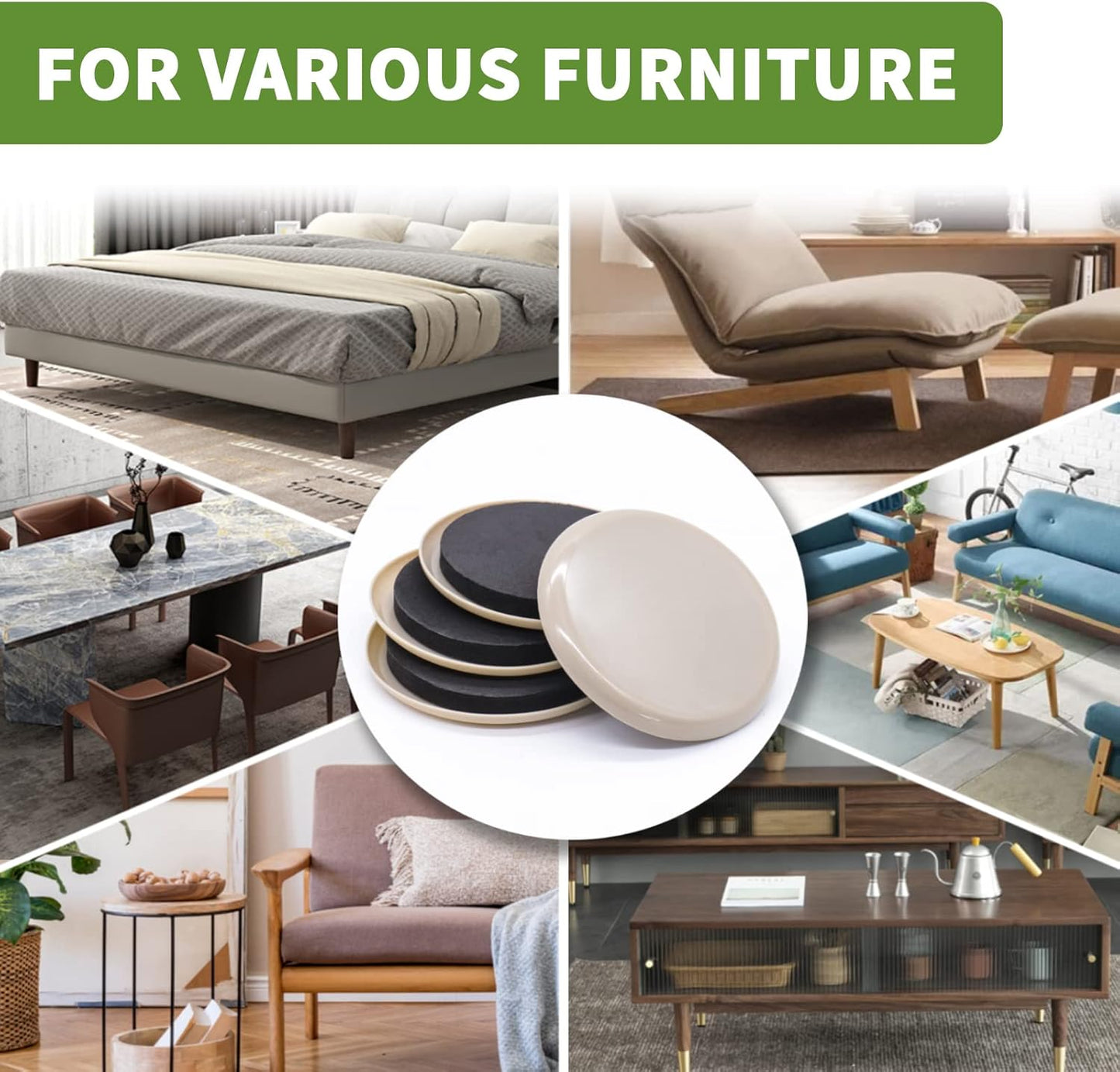 Furniture Sliders for Carpet 16PCS - 3 1/2 inch Sliders for Moving Furniture – Appliance Slider for for Carpet