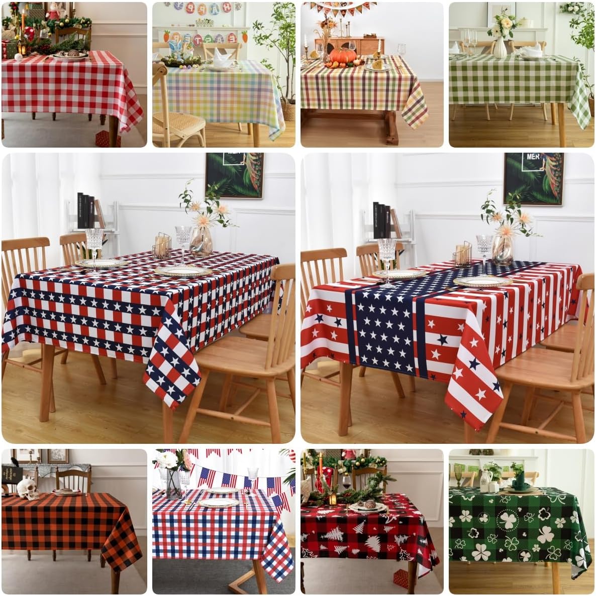 Waterproof Gingham Tablecloth Fabric - Oblong 52x70 Inch Classic Buffalo Tartan Valentines Table Cloth for Outdoor Use - Valentine's Tabletop Cover Perfect for Dinner, BBQs, and Parties