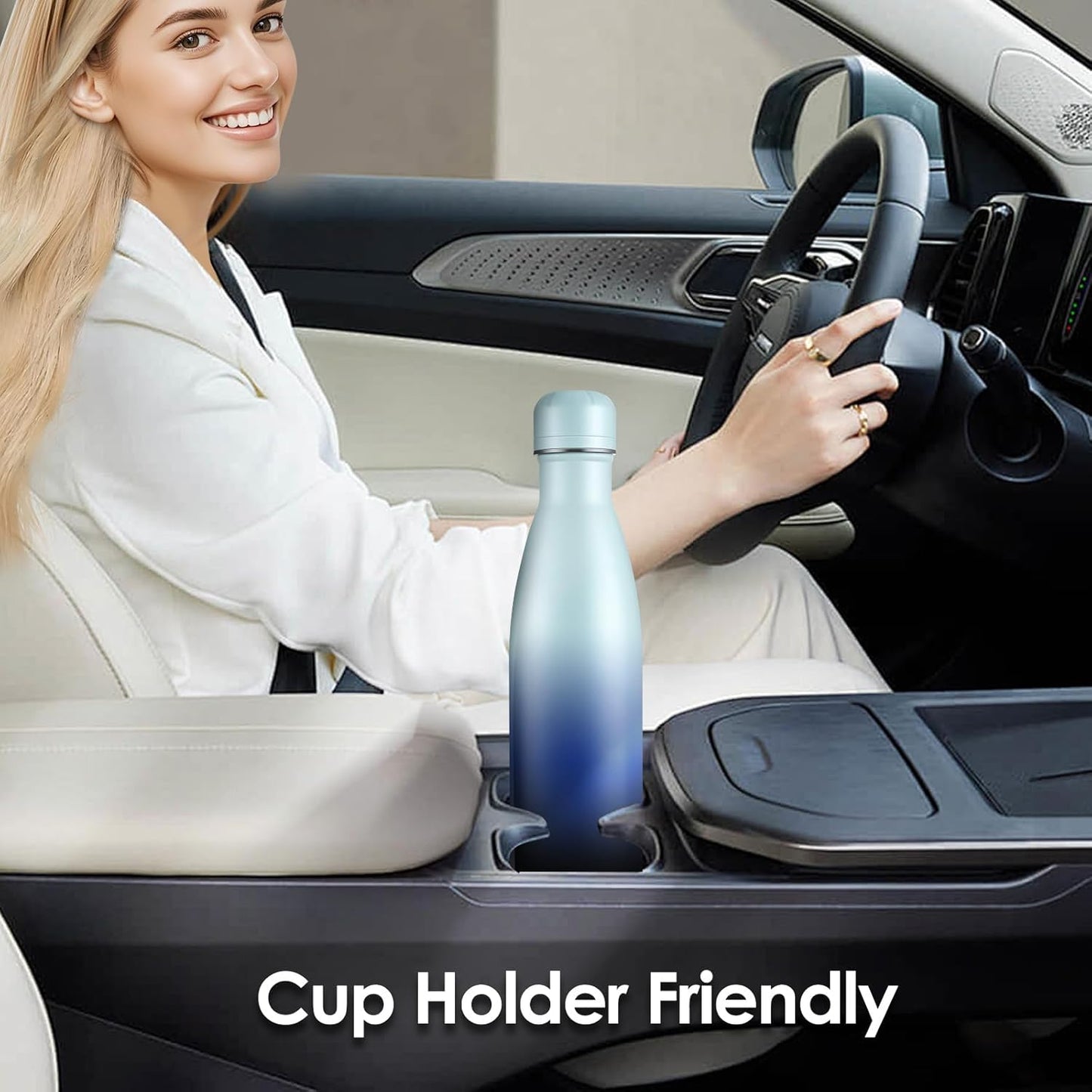 17oz Cola-Bottle Shaped Stainless Steel Leak-proof Water Bottle,Double Wall Vacuum Insulated Metal,Travel Mug For Sports Indoors & Outdoors,BPA-Free Kids Flasks,Green Blue(1 Pack)