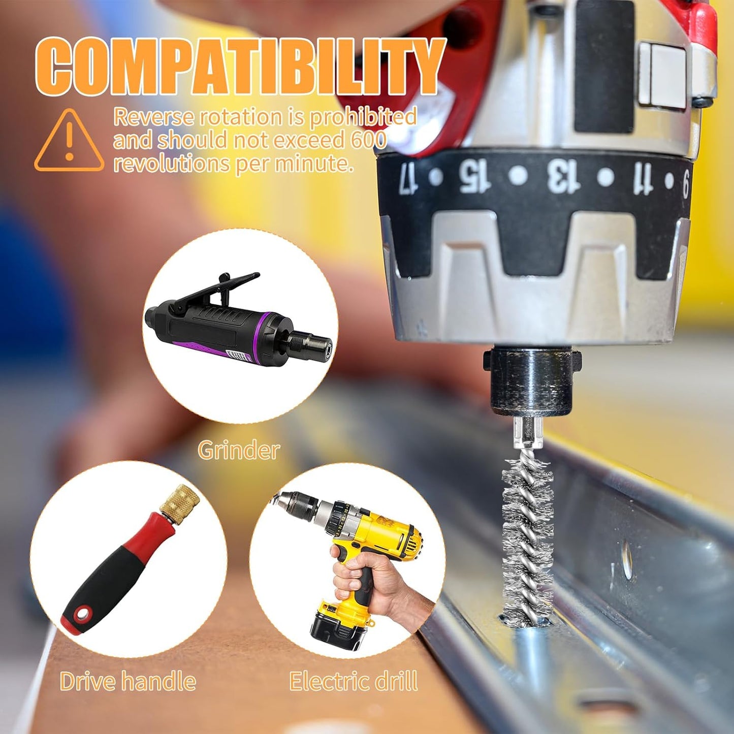 12 Pieces Wire Brush Drill Bore Cleaning Brush Set,with 1/4 Inch Hex Shank Stainless Steel Wire Twisted Brush for Drill Impact Driver