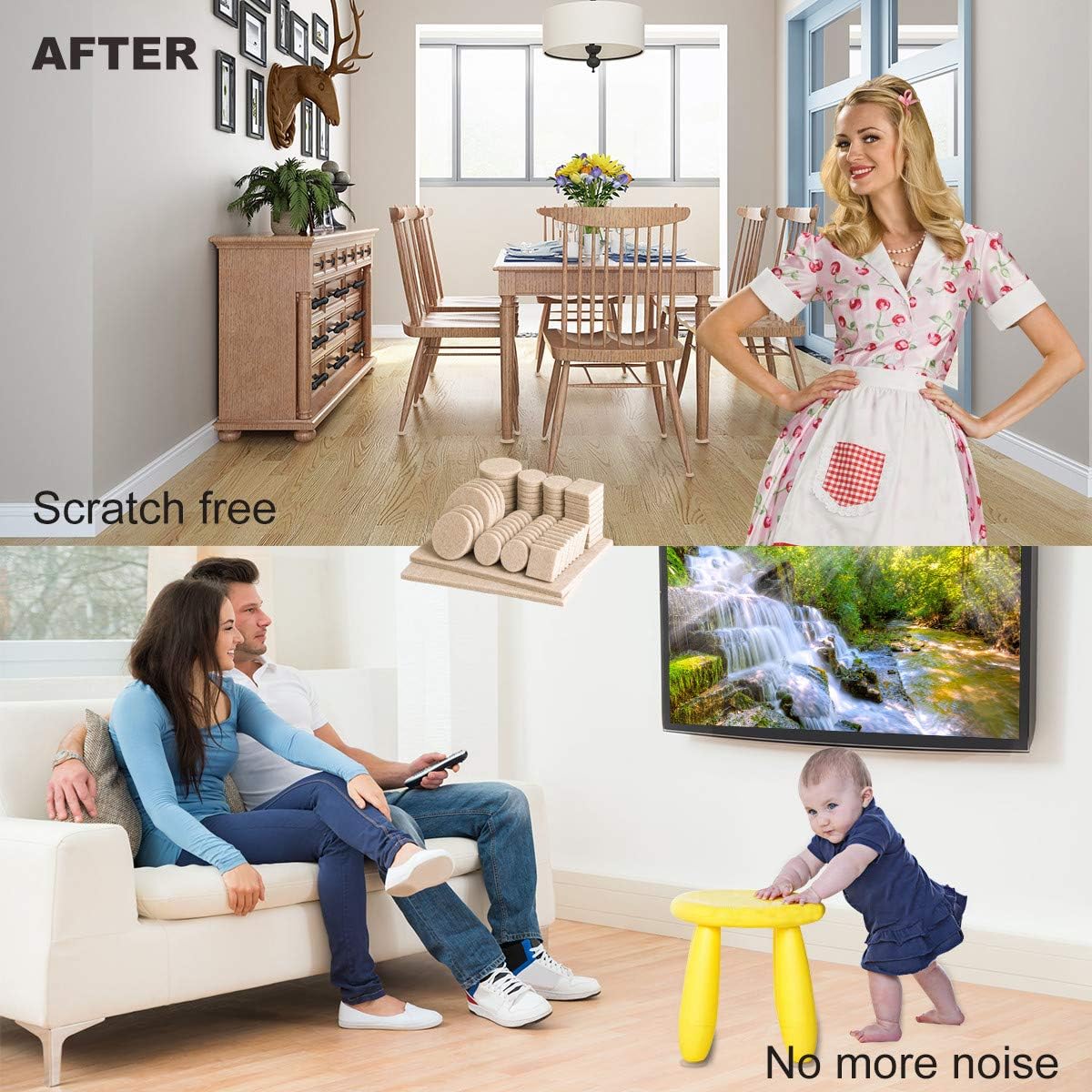 Felt Furniture Pads-136 Pieces Felt Pads for Furniture Beige 5mm Thick, Floor Savers for Furniture Anti Scratch, Best Floor Protectors with Case for Hardwood Floors