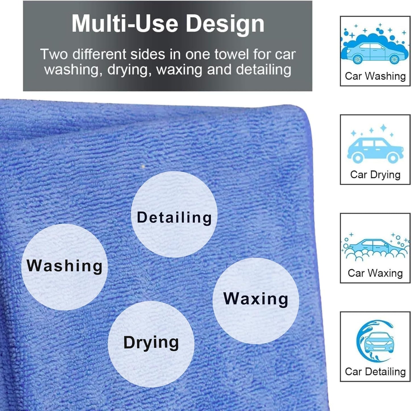 Single Microfiber Cleaning Cloth 40x40 cm - Ultra Absorbent Microfiber Cloth for Home, Kitchen Car Bathroom Rags Polish Cleaning 250 GSM (Dark Blue)