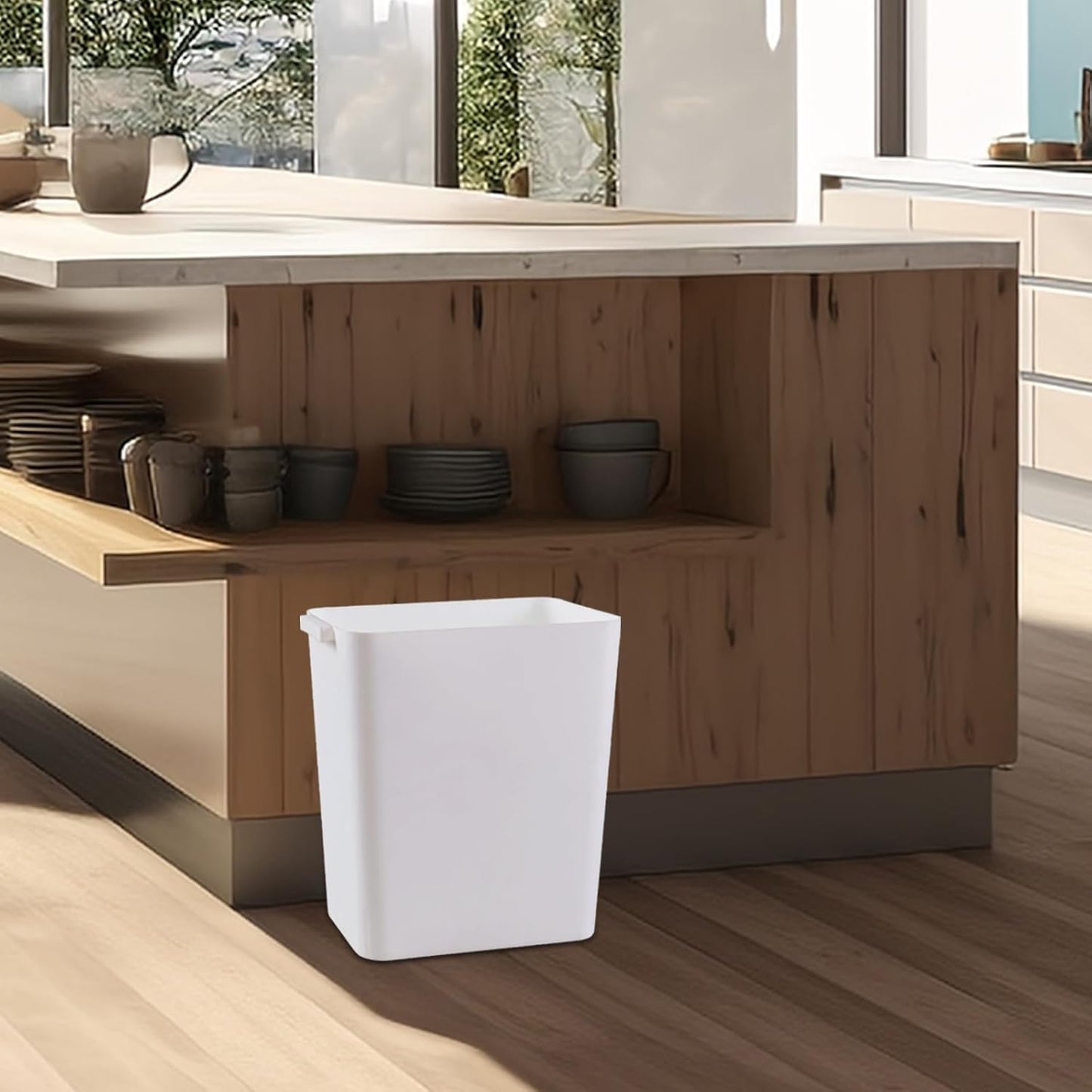 4.5 Gallon Deskside Plastic Wastebasket Rectangular, Open Garbage Container Basket for Office and Home, 3 Packs, White