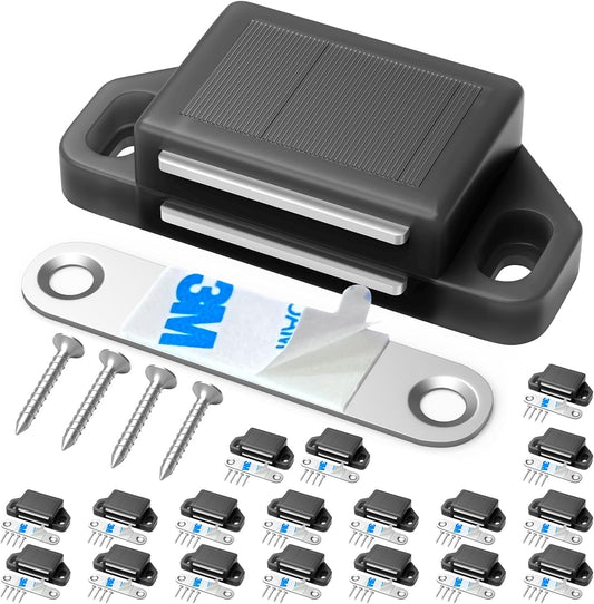 Cabinet Magnetic Catch Door Latch 30LB for Kitchen Drawer Magnets to Stay Closed Magnetic Catch Closet for Drawer（Black 18 Pack）