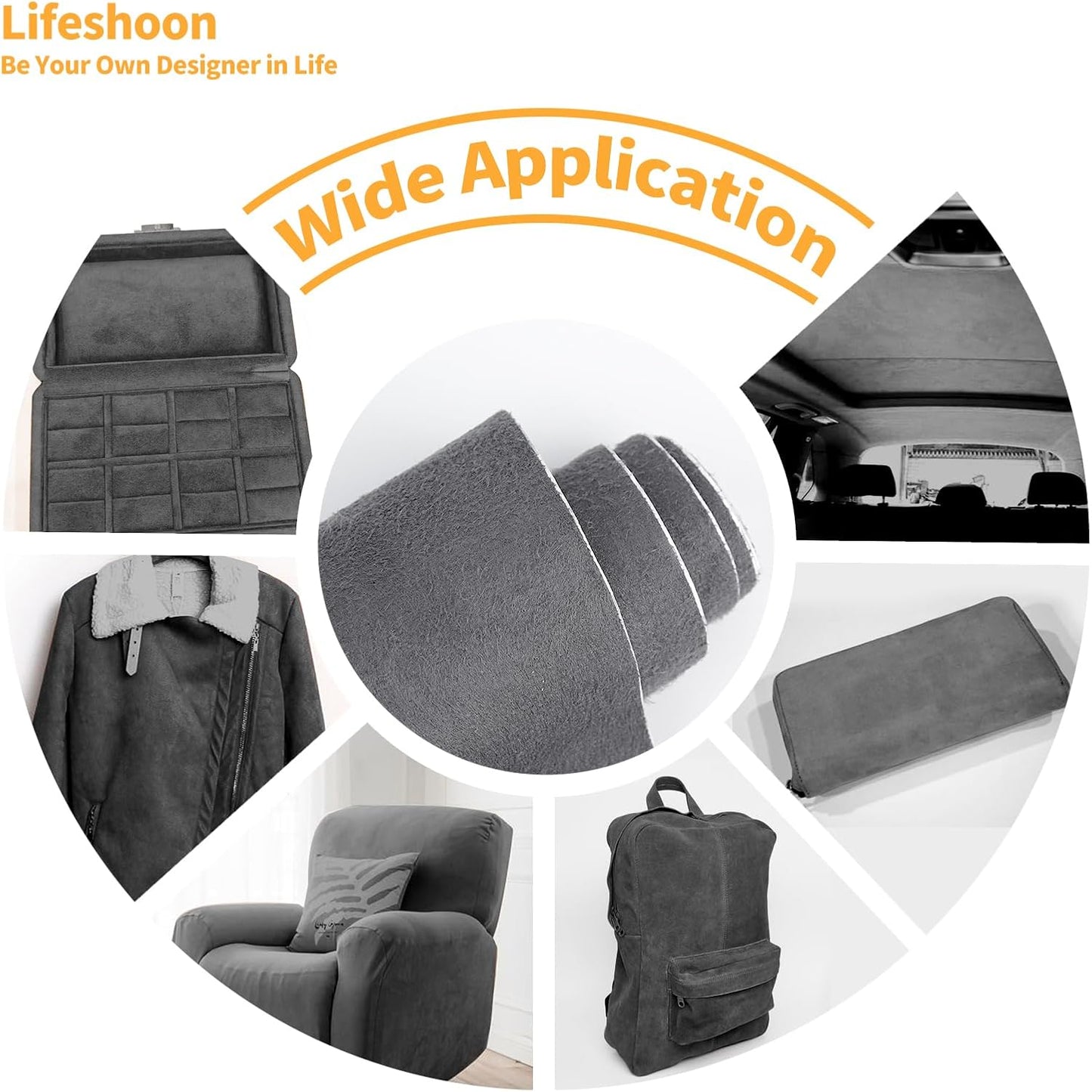 Fabric Repair Patches, 17X79 Inch Self-Adhesive Suede Patches Tape Durable, DIY Large Fabric Repair for Sofa, Couches, Furniture, Chair, Clothing （17X79 Inch, Grey）