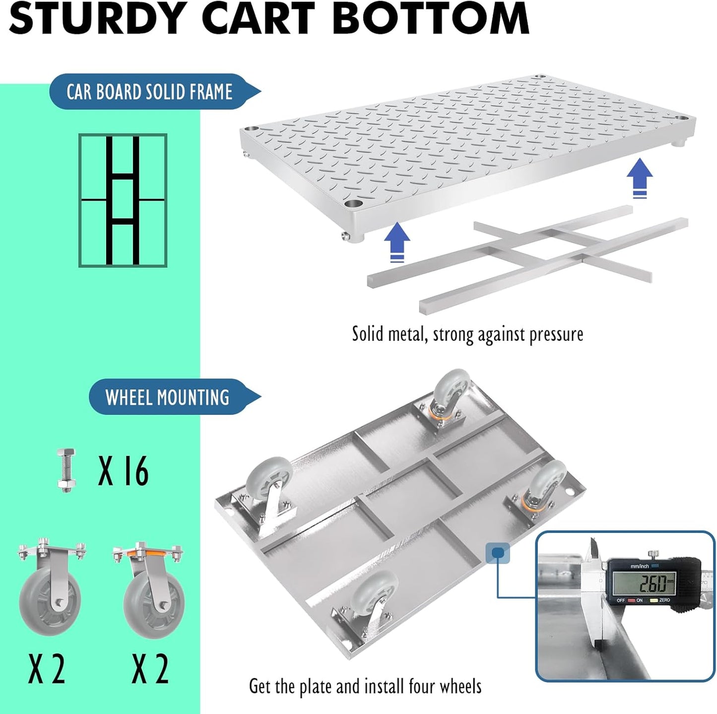 4-in-1 Platform Truck Cart with Cage, Multi-Purpose Heavy Duty Steel Flatbed Cart with 2200lbs Capacity Platform Hand Truck 6" Wheels Push Cart Dolly for Groceries, Garage, Warehouse (41“L x 24" W)