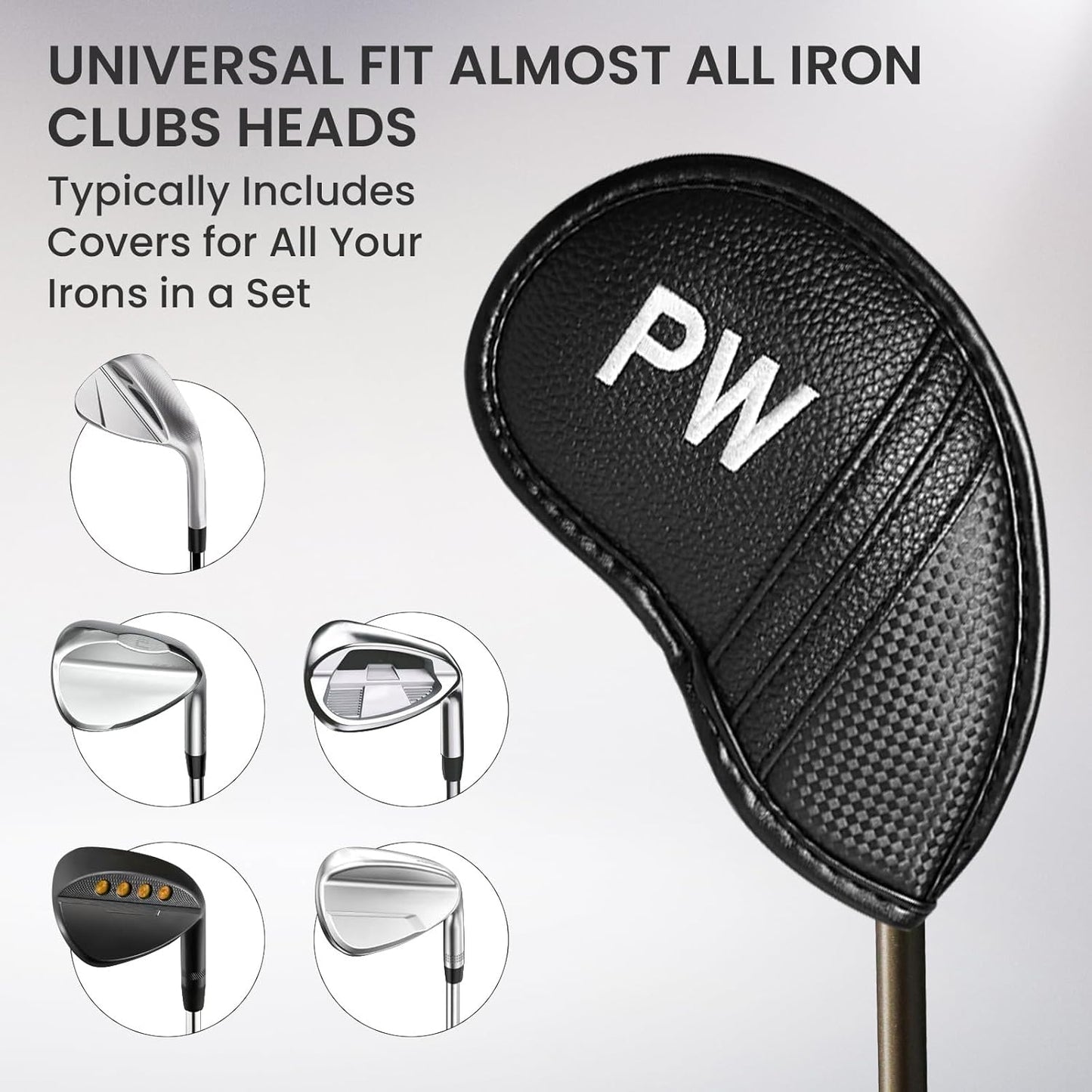 Amy Sport Golf Iron Head Covers Value 12 Pcs Set Thick Synthetic Leather, Protection Weatherproof Club Headcover Fit Universal Main Iron Wedge Golf Clubs for Men Women