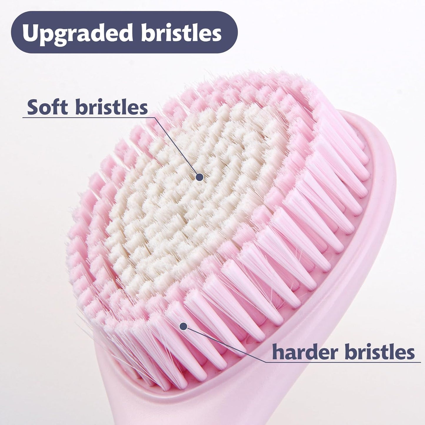 BEDELITE Back Bath Brush Long Handle for Shower of 2 - Soft Shower Brush for Men & Women,Back Brush Scrubber - 16.4" Long Skin Exfoliator for Body Bath Scrubber（2 Pack, Blue & Pink）