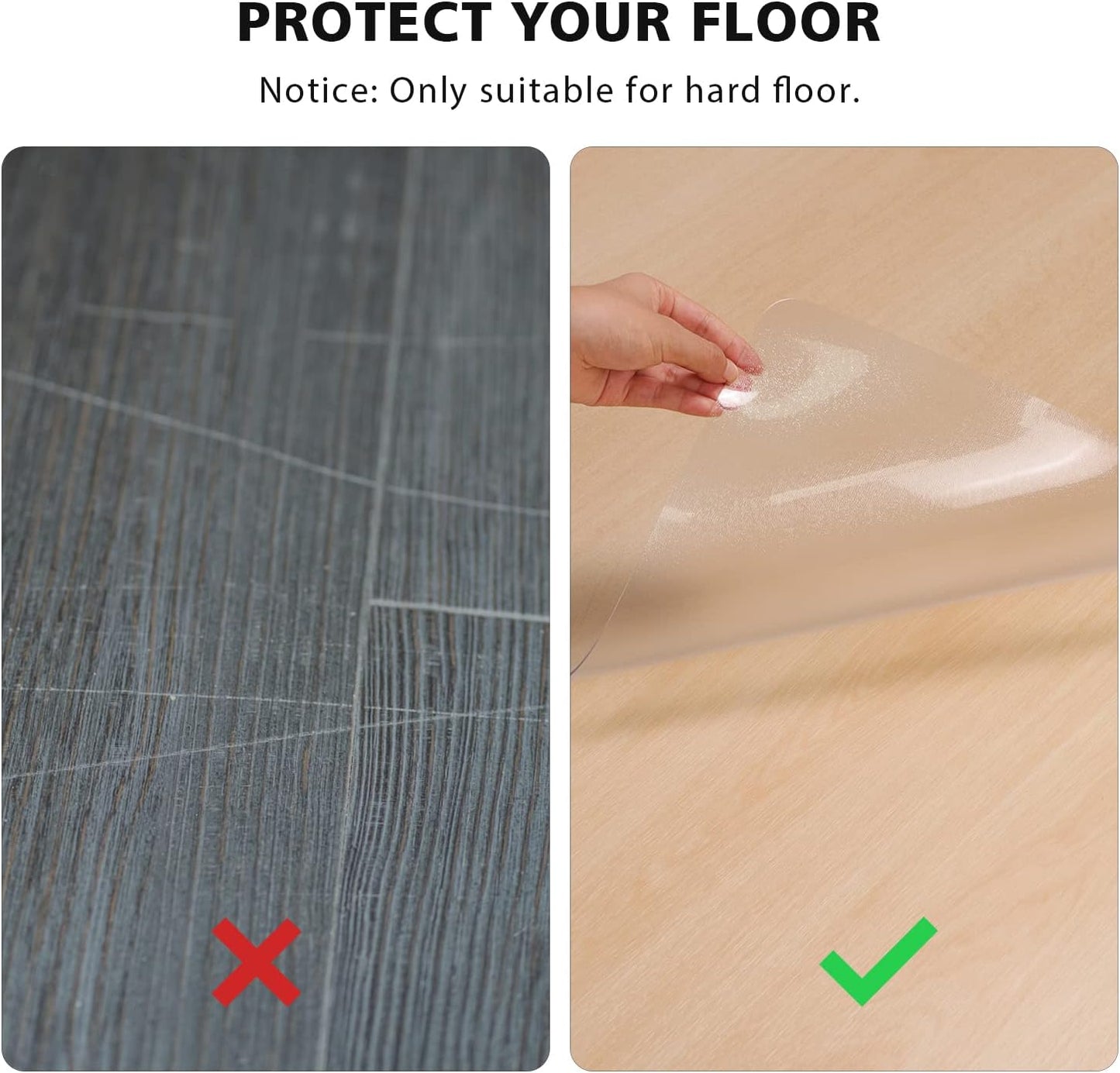 Floor Mats for Home, 8'×10' Clear Area Rug for Dining Room, Durable Non-Slip Hard Floor Living Room Rug, PVC Waterproof Rolling Chair Protector for Kitchen, Bedroom, High Traffic Areas