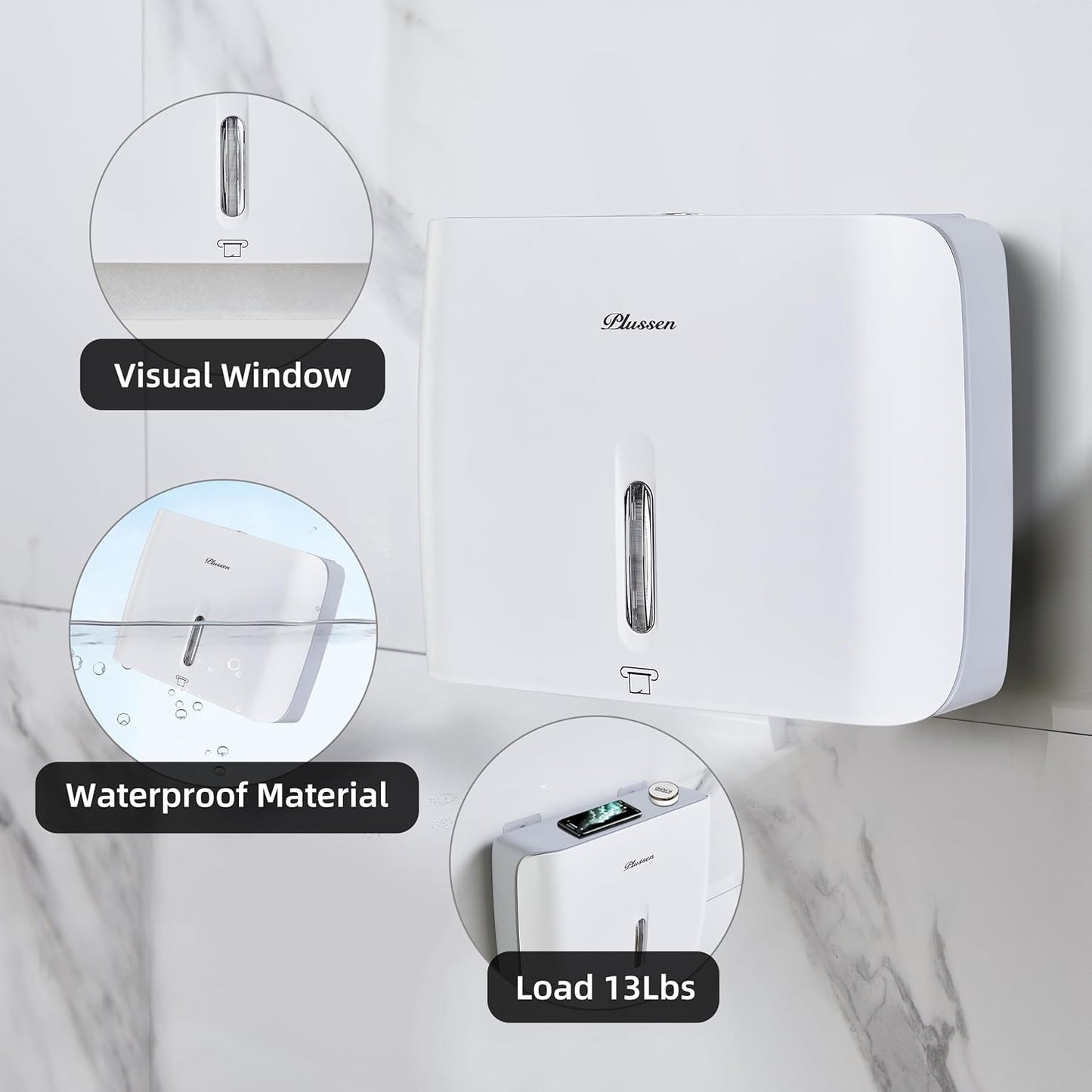 Commercial Paper Towel Dispenser Wall Mount with Key Pack of 2 Plastic 10⅞” Length X 8¼” Height X 3¾” Depth for Restroom