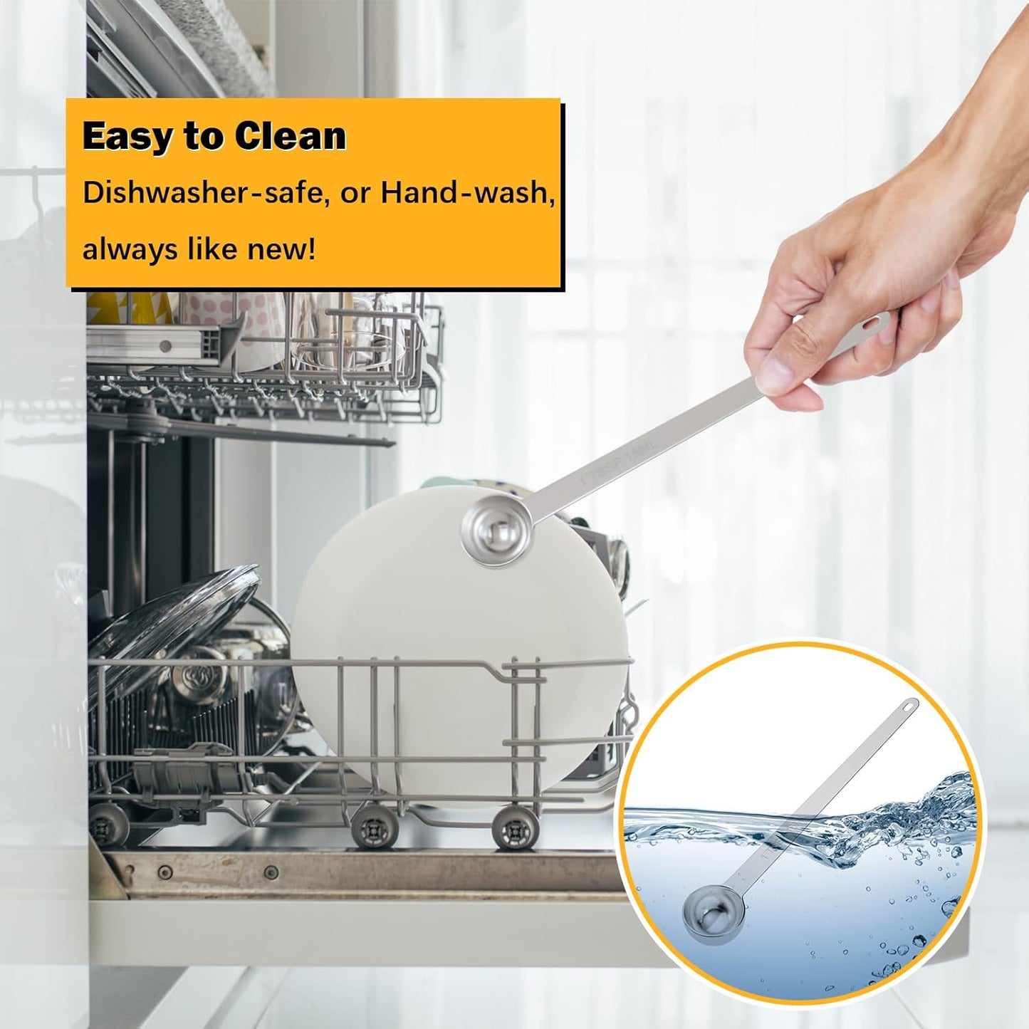 2PCS 2/3Tbsp(2tsp, 10ml) Extra Long Handle Measuring Spoon, Single Stainless Steel Individual Measure Scoop Only