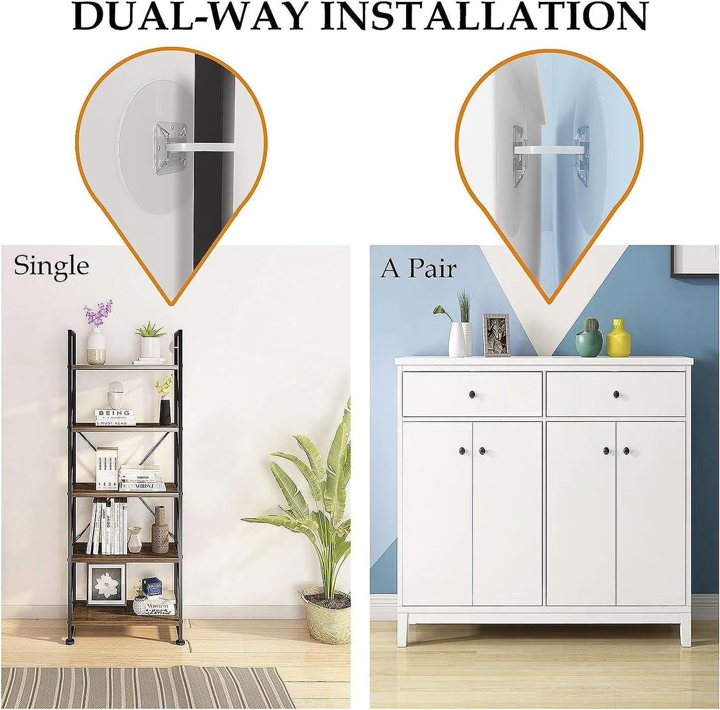 Furniture Anchors No Drill Upgraded Furniture Straps for Baby Proofing, Self-Adhesive Secure 168 Pound Furniture Prevent Falling Anti Tip Earthquake Straps for Child Safety（26pack）