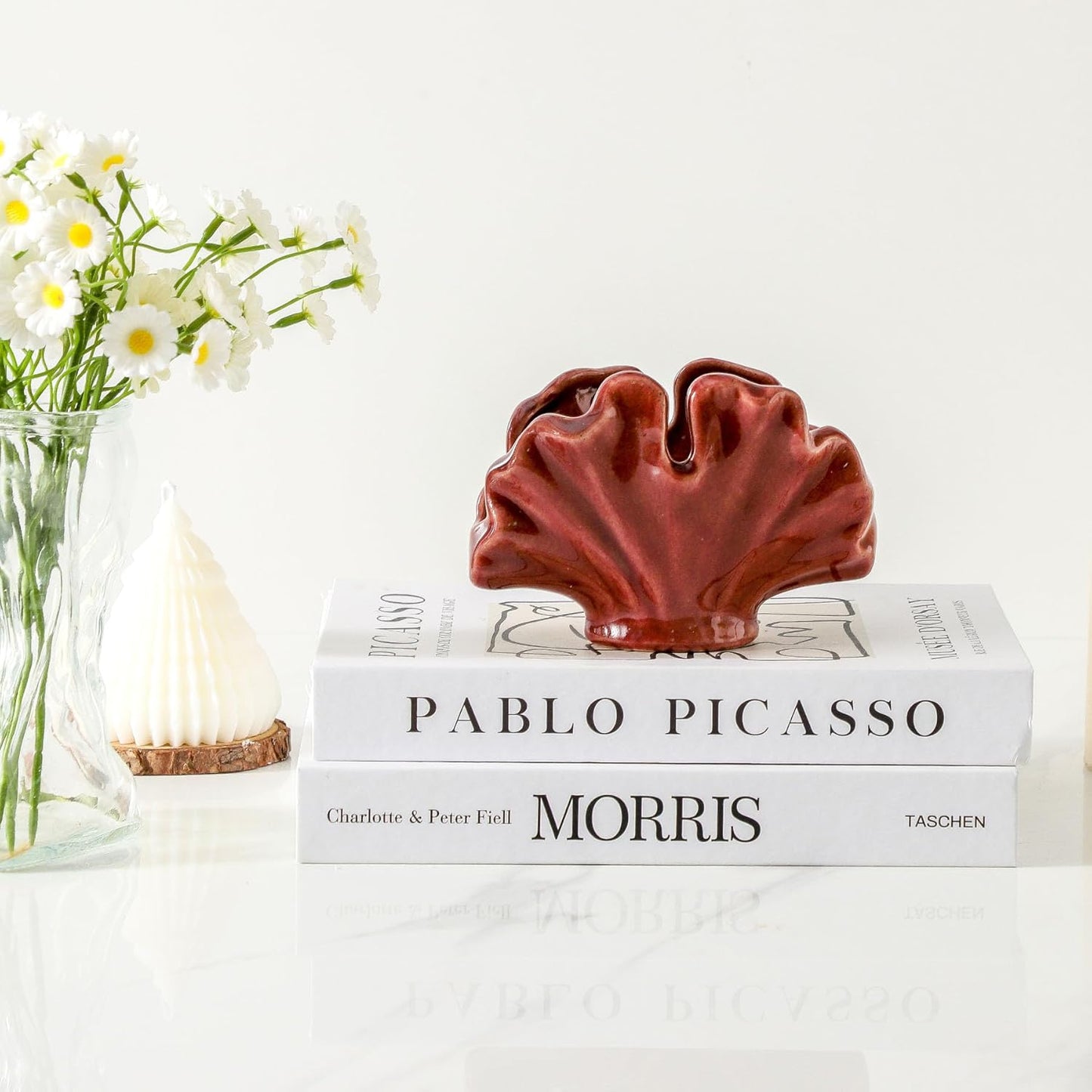 Ceramic Sponge Holder,Sponge Holder for Kitchen Sink,Compact Sink Caddy Organizer-Scouring Pad and Dish Sponge Holders,Farmhouse Kitchens Decor Cute Kitchen Gadgets Accessories(Red)