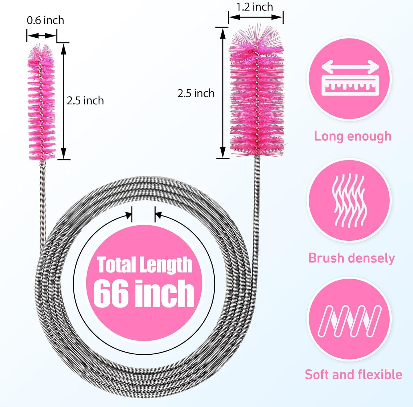 Flexible Pipe Cleaner, Clog Remover for Sink, Household Sewer Hair Brush, Long Drain Brush with Flexible Feeding Tube - 13pcs