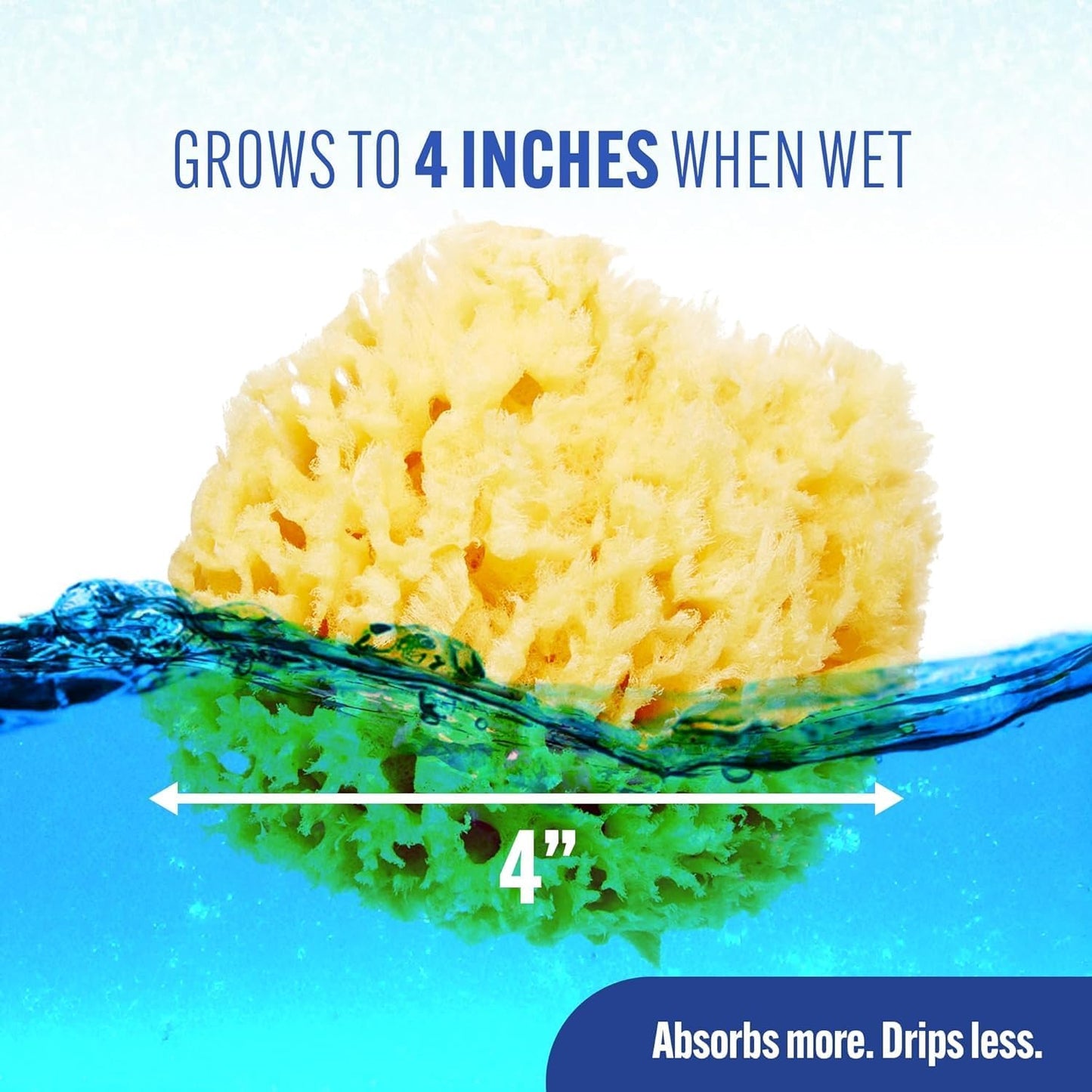 Baby Buddy Natural Bath Sponge, Ultra-Soft Sea Wool, Gentle on Baby's Skin, Hypoallergenic, Biodegradable, 3-Pack, 4in for Baby & Infant Bath Time