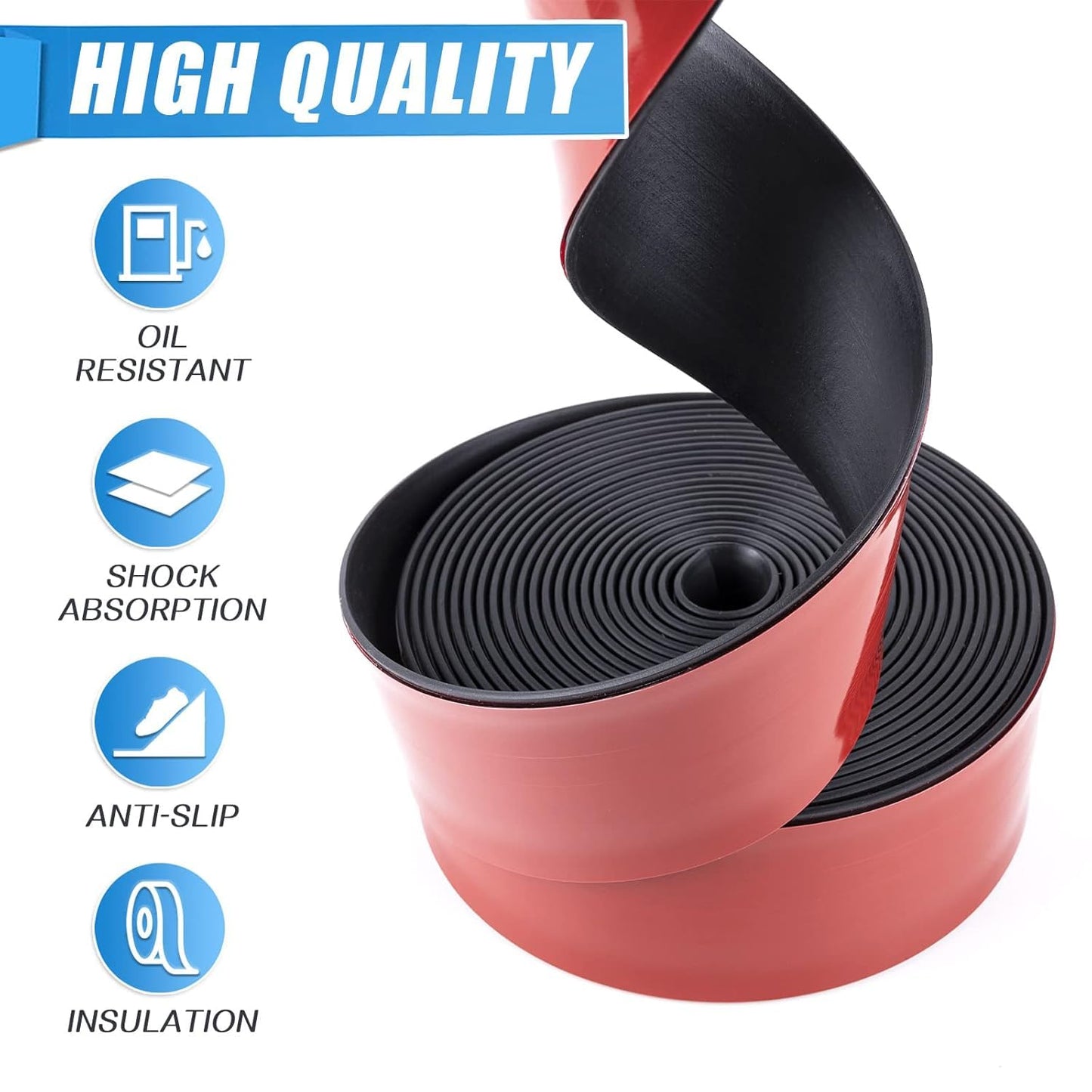 Adhesive Rubber Strips Neoprene Rubber Sheets, Rolls & Strips with Adhesive Backing Rubber Pads Self Stick Seal Rubber Gasket Adhesive Back for Matting Padding - 1" Wide x 1/16" Thick x 15' Long