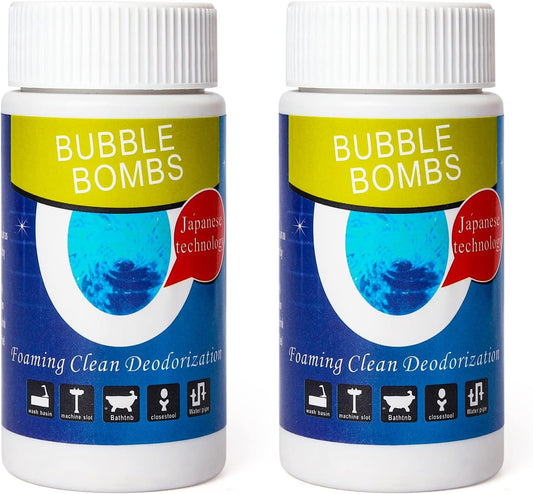 2 Pcs Powerful Magic Bubble Bombs Drain Cleaner - Fast Foaming Pipe Cleaner Powder Dredge Agent for Kitchen Toilet Pipeline Quick Cleaning Tool