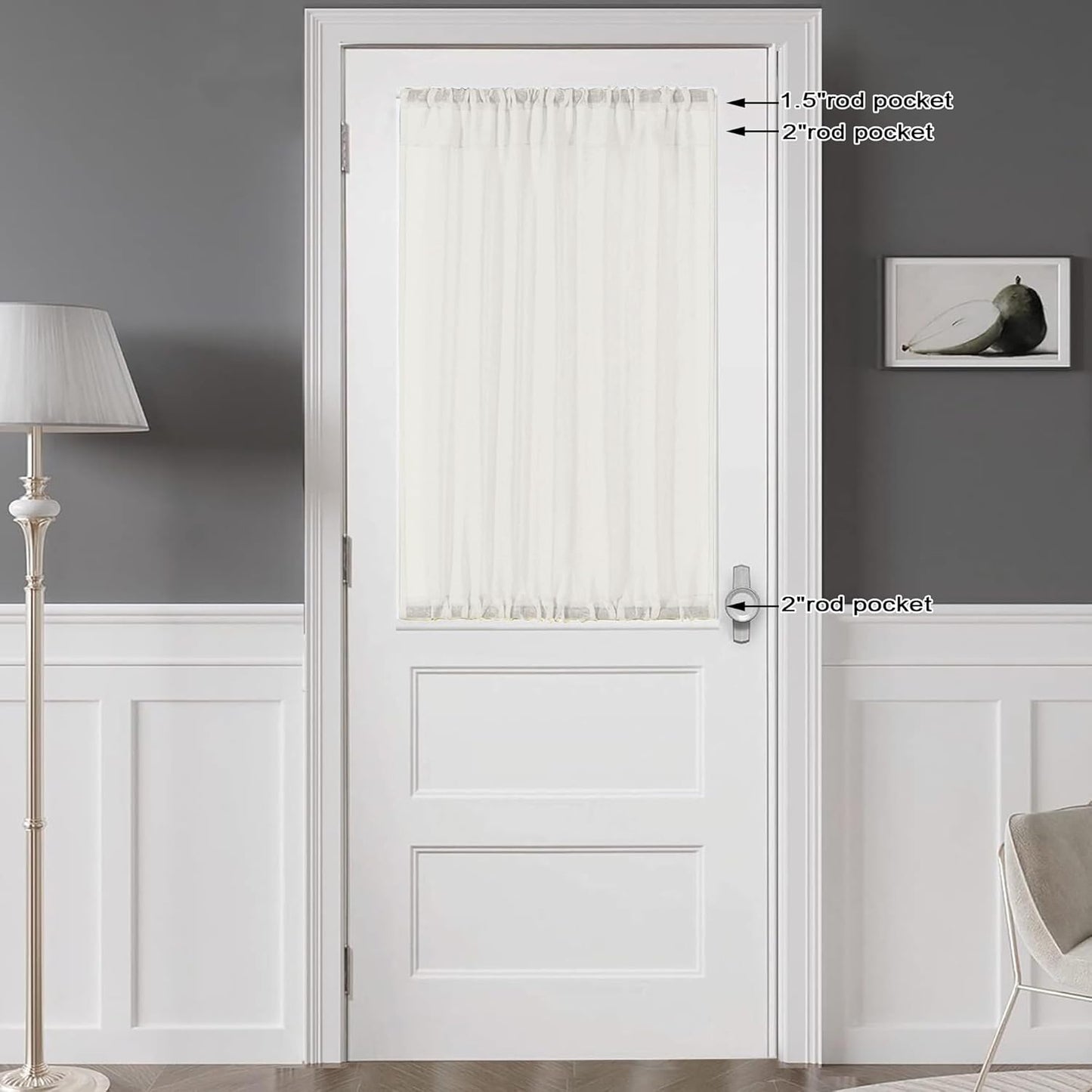 Chyhomenyc Ivory Sheer Curtains Tier 36 inch Length 2 Panels, Light Filtering Airy Rod Pocket Short Curtains Window Treatment for Small Windows/Bathroom/Cafe/Living Room/Farmhouse, 42x36 Inch