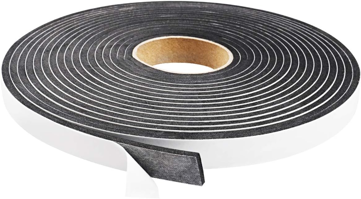 Foam Seal Tape 26 Feet Long, 1/2 Inch Wide x 1/8 Inch High Density Foam Strip Weather Stripping for Door and Window Insulation