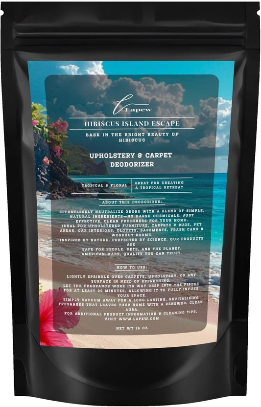 Hibiscus Island Escape Carpet Freshener Powder: Powerful Odor Eliminator for Home, Upholstery Deodorizer, Carpet Deodorizer, Pet Urine, Cat Litter Box - Hibiscus Island Escape Fragrance