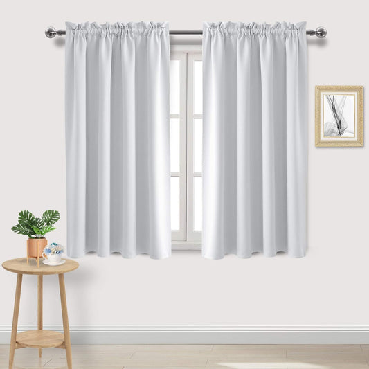 DWCN White Room Darkening Blackout Curtains - Thermal Insulated Privacy Energy Saving Window Curtain Drapes 52 x 45 inch Length, Set of 2 Bedroom Living Room Curtains