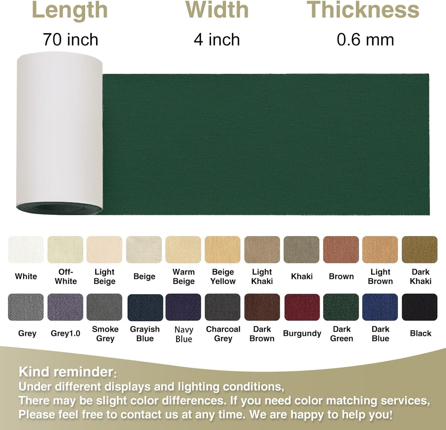 Canvas Repair Tape 4×70 Inch Waterproof Self-Adhesive Fabric Repair Patch for Repairing Boat Covers,Tents,Patio Umbrellas,Car Seats,Luggage,Sofas.(Dark Green)