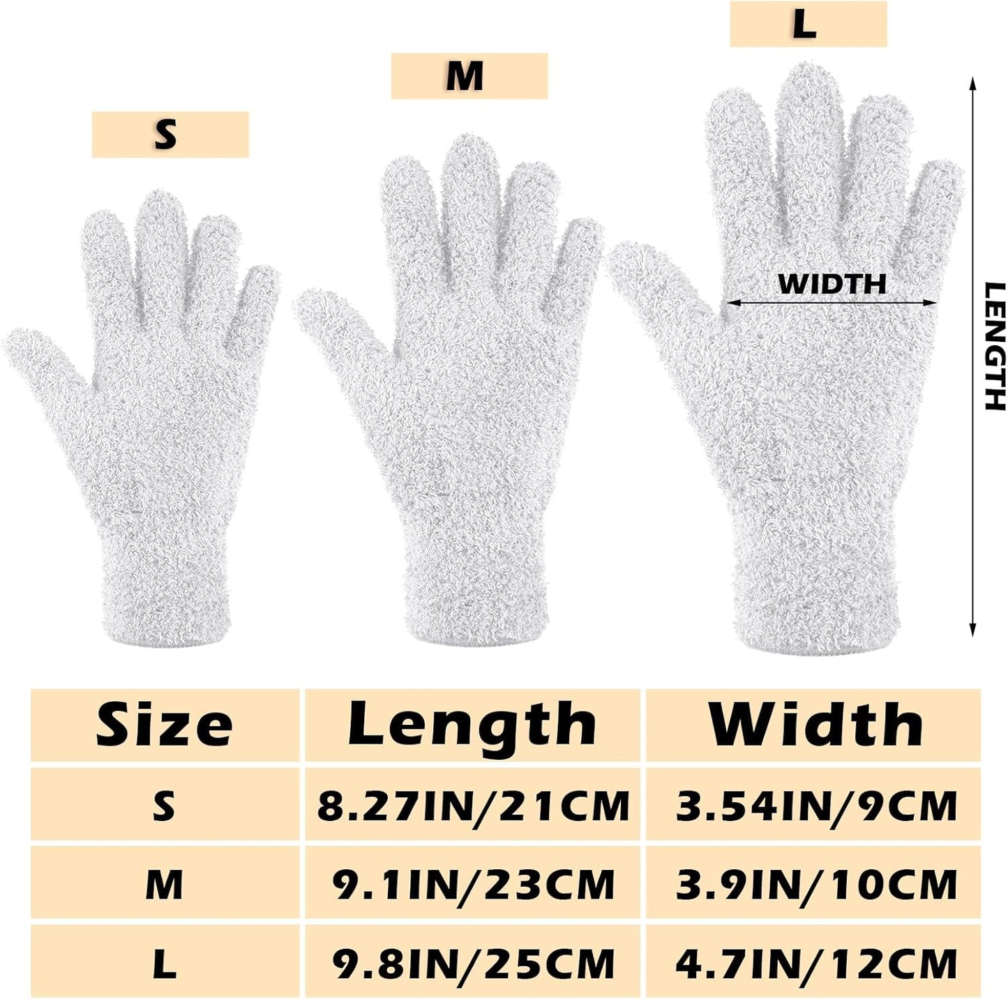 Patelai 3 Pairs Microfiber Plant Dusting Gloves Leaf Cleaning Gloves for Indoor Plants, Blinds, Furniture, House(Medium,White)