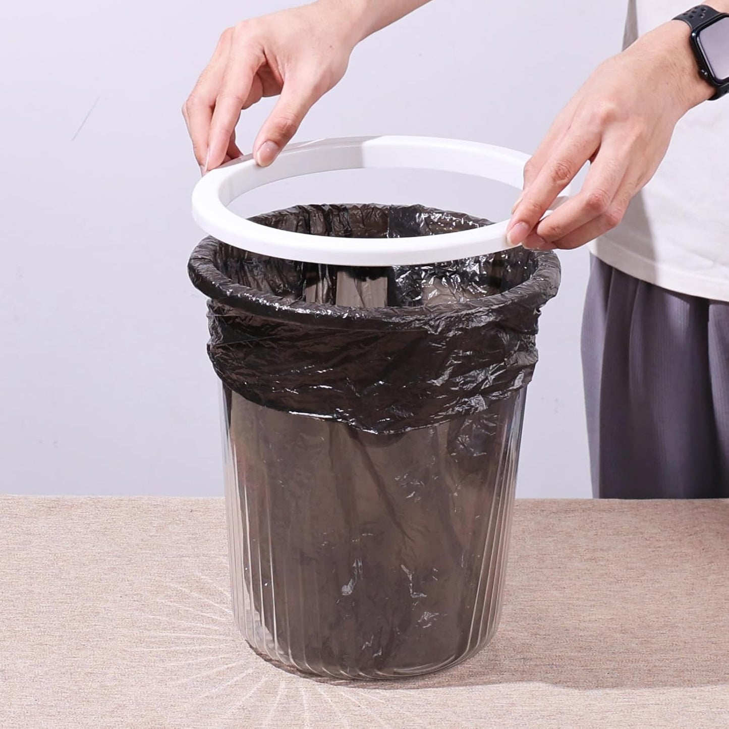 4-Pack Waste Basket Plastic, Small Plastic Garbage Can, Clear, 4 Gallon